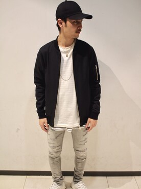 「GOSTAR DE FUGA（ゴスタール ジフーガ）のアイテム（ブルゾン）」を使った、yu-shinogiさん（メンズ・170cm）の春コーディネート