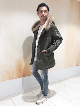 「GOSTAR DE FUGA（ゴスタール ジフーガ）のアイテム（ミリタリージャケット）」を使った、yu-shinogiさん（メンズ・170cm）の秋コーディネート