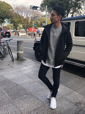 「GOSTAR DE FUGA（ゴスタール ジフーガ）のアイテム（マウンテンパーカー）」を使った、yu-shinogiさん（メンズ・170cm）の冬コーディネート