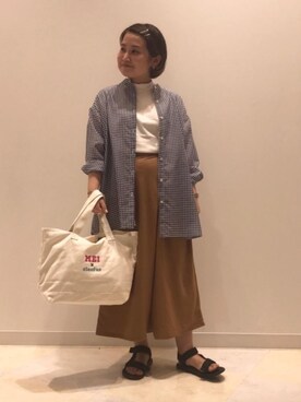 「USAコットン」｜「アイテム（サンダル）」を使った、coen たむらさん（レディース・155cm）の夏コーディネート