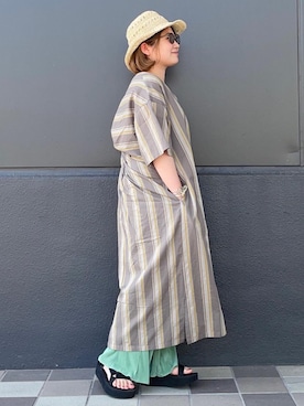 「涼しくて軽い「涼・軽パンツ」」｜「アイテム（ワンピース/ドレス）」を使った、coen たむらさん（レディース・155cm）の夏コーディネート