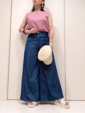 「reca（レカ）のアイテム（帽子）」を使った、𝐦𝐚𝐱𝐡𝐨𝐧𝐞𝐲さん（レディース・160cm）の夏コーディネート