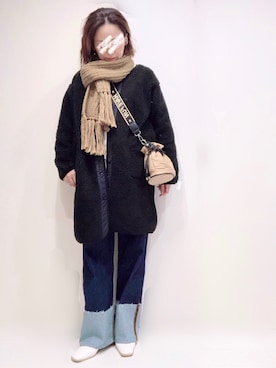 「GeeRA（ジーラ）のアイテム（その他アウター）」を使った、𝐦𝐚𝐱𝐡𝐨𝐧𝐞𝐲さん（レディース・160cm）の冬コーディネート