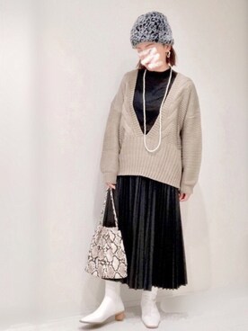 𝐦𝐚𝐱𝐡𝐨𝐧𝐞𝐲さん(レディース・160cm)の冬コーディネート