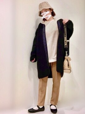 「GeeRA（ジーラ）のアイテム（その他アウター）」を使った、𝐦𝐚𝐱𝐡𝐨𝐧𝐞𝐲さん（レディース・160cm）の冬コーディネート