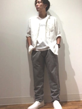 「NICOLE CLUB FOR MEN（ニコルクラブフォーメン）のアイテム（スリッポン）」を使った、naturalmizukiさん（メンズ・160cm）の夏コーディネート
