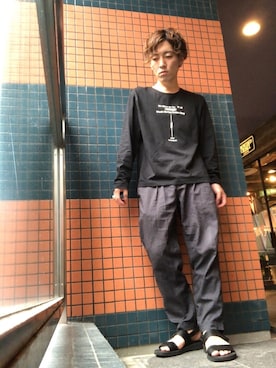 「STUDIOUS（ステュディオス）のアイテム（サンダル）」を使った、naturalmizukiさん（メンズ・160cm）の夏コーディネート
