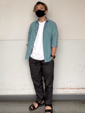 「STUDIOUS（ステュディオス）のアイテム（サンダル）」を使った、naturalmizukiさん（メンズ・160cm）の夏コーディネート