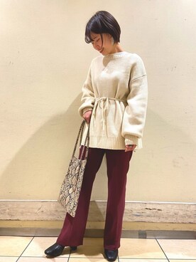 「アニマル」｜「アイテム（アクセサリー）」を使った、wataseさん（レディース・154cm）の冬コーディネート