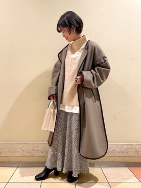 「消えそうな色コーデ」｜「アイテム（その他アウター）」を使った、wataseさん（レディース・154cm）の冬コーディネート