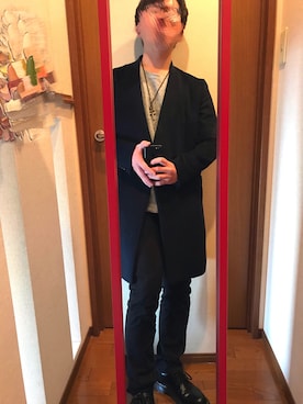 「ﾉｰｶﾗｰﾁｪｽﾀｰｺｰﾄ」｜ゆうひくん［低身長男子 ］さん（メンズ・165cm）の冬コーディネート