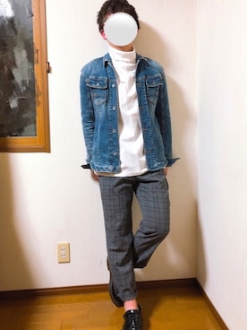 「いいね返し」｜「アイテム（デニムジャケット）」を使った、ゆうひくん［低身長男子 ］さん（メンズ・165cm）の春コーディネート