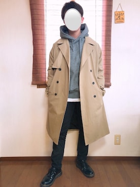 「AIVER（アイバー）のアイテム（トレンチコート）」を使った、ゆうひくん［低身長男子 ］さん（メンズ・165cm）の春コーディネート