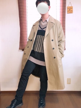 「AIVER（アイバー）のアイテム（トレンチコート）」を使った、ゆうひくん［低身長男子 ］さん（メンズ・165cm）の春コーディネート