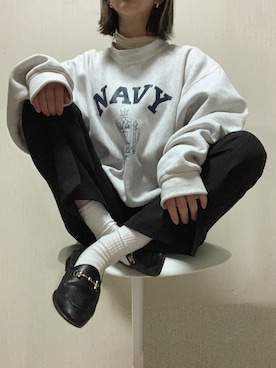 「スウェット×シャツ」｜うーさん（レディース・164cm）の冬コーディネート