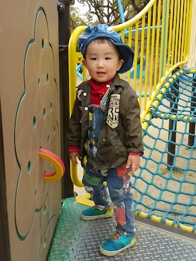 「BOO HOMES（ブー オム）のアイテム」を使った、たろうさん（キッズ・80cm）の春コーディネート