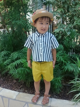 「マスタードイエロー」｜たろうさん（キッズ・90cm）の夏コーディネート
