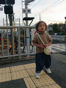 「WILD&SOFT（ワイルド&ソフト）のアイテム」を使った、たろうさん（キッズ・90cm）の秋コーディネート