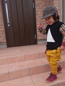 「ARCH & LINE（アーチアンドライン）のアイテム（帽子）」を使った、たろうさん（キッズ・90cm）の冬コーディネート