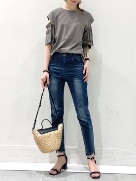 「YECCA VECCA（イェッカヴェッカ）のアイテム（かごバッグ）」を使った、haruさん（レディース・167cm）の夏コーディネート