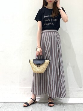 「YECCA VECCA（イェッカヴェッカ）のアイテム（かごバッグ）」を使った、haruさん（レディース・167cm）の夏コーディネート