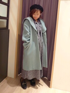 「Te chichi（テチチ）のアイテム（ハンチング/ベレー帽）」を使った、Maki Satouさん（レディース・149cm）の冬コーディネート