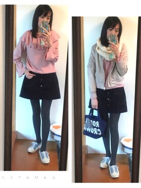 「axes femme（アクシーズファム）のアイテム（スニーカー）」を使った、kayocchiさん（レディース・163cm）の冬コーディネート
