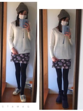 「axes femme（アクシーズファム）のアイテム（スニーカー）」を使った、kayocchiさん（レディース・163cm）の冬コーディネート
