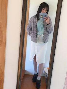 「axes femme（アクシーズファム）のアイテム（MA-1）」を使った、kayocchiさん（レディース・163cm）の冬コーディネート