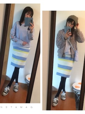 「axes femme（アクシーズファム）のアイテム（MA-1）」を使った、kayocchiさん（レディース・163cm）の冬コーディネート