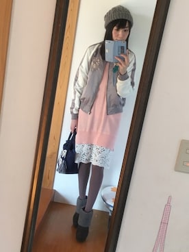 「甘辛mix」｜「アイテム（スタジャン）」を使った、kayocchiさん（レディース・163cm）の冬コーディネート