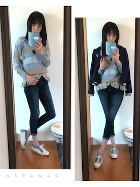 「axes femme（アクシーズファム）のアイテム（ブルゾン）」を使った、kayocchiさん（レディース・163cm）の春コーディネート