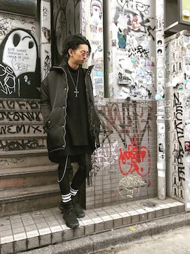 「NO ID.（ノーアイディ）のアイテム（その他アウター）」を使った、Toshihaya Naruseさん（メンズ・176cm）の冬コーディネート
