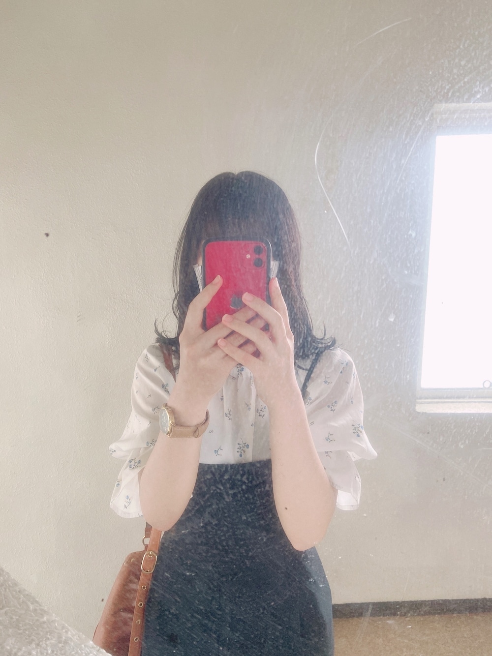 「夏、プチプラコーデ、美容院行ってきた、だいがくいちねんせい。」｜「GLACIERのアイテム（シャツ/ブラウス、ホワイト系）」を使った、mewさん（レディース・156cm）の夏コーディネートの1枚目の写真