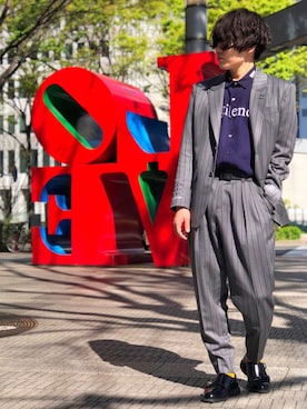 「SHAREEF（シャリーフ）のアイテム（テーラードジャケット）」を使った、ユウさん（メンズ・169cm）の春コーディネート