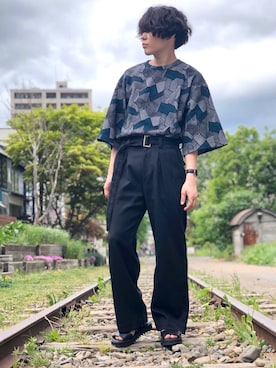 「STUDIOUS HIGH（ストゥディオスハイ）のアイテム」を使った、ユウさん（メンズ・170cm）の夏コーディネート