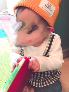 「おんなのこコーデ」｜「アイテム（ニットキャップ/ビーニー）」を使った、みちゅけさん（キッズ・70cm）の冬コーディネート