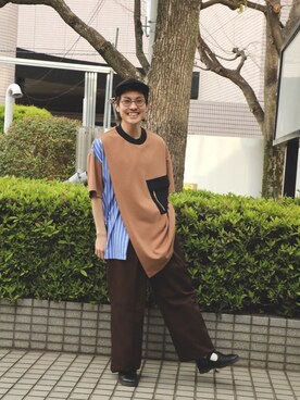 「コロナに負けない」｜「アイテム（スラックス）」を使った、chibikoba0819さん（メンズ・158cm）の春コーディネート
