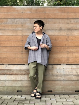 「markaware（マーカウェア）のアイテム（スラックス）」を使った、chibikoba0819さん（メンズ・160cm）の春コーディネート