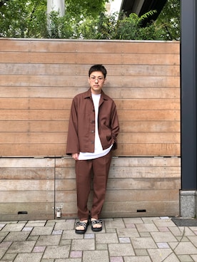 「markaware（マーカウェア）のアイテム（スラックス）」を使った、chibikoba0819さん（メンズ・160cm）の春コーディネート