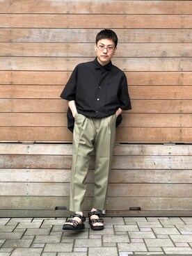 「markaware（マーカウェア）のアイテム（スラックス）」を使った、chibikoba0819さん（メンズ・160cm）の春コーディネート