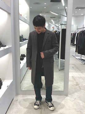 「ATTACHMENT（アタッチメント）のアイテム（チェスターコート）」を使った、chibikoba0819さん（メンズ・160cm）の秋コーディネート