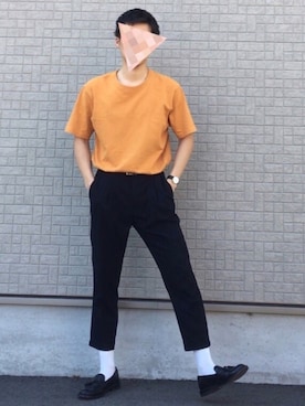 「白靴下」｜「アイテム（ローファー）」を使った、かいいい   さん（メンズ・182cm）の春コーディネート