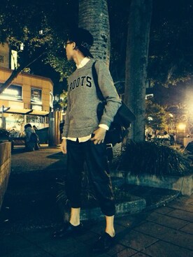 「Roots Canadaのアイテム（ジャケット/アウター）」を使った、AZ さん（メンズ・173cm）の春コーディネート