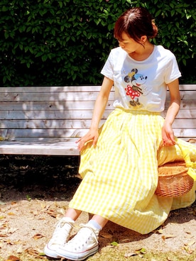 「ベルイエロー」｜「アイテム（財布/小物）」を使った、maricocoさん（レディース・160cm）の春コーディネート