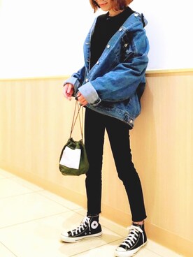 「GRL（グレイル）のアイテム（デニムジャケット）」を使った、maricocoさん（レディース・160cm）の冬コーディネート