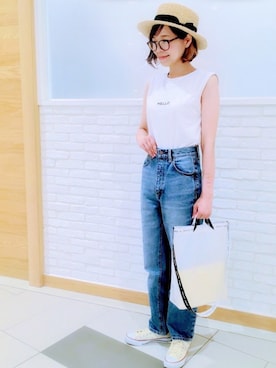 「ハイウェストデニム」｜maricocoさん（レディース・160cm）の夏コーディネート