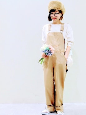 「秋のブラウンスタイル」｜「アイテム（サロペット/オーバーオール）」を使った、maricocoさん（レディース・160cm）の秋コーディネート