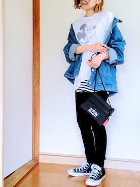 「ミッキーT」｜「アイテム（デニムジャケット）」を使った、maricocoさん（レディース・160cm）の春コーディネート