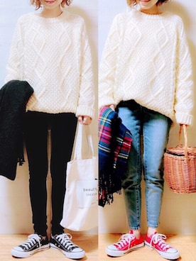 「CIAOPANIC TYPY（チャオパニックティピー）のケーブルプルオーバーニット（ニット/セーター）」を使った、maricocoさん（レディース・160cm）の冬コーディネート